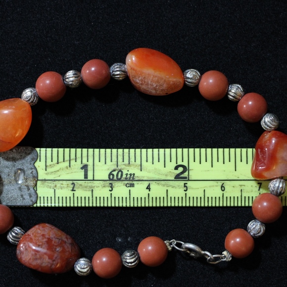 Sterling Silver 925 Beaded Stone Bracelet - Picture 6 of 7
